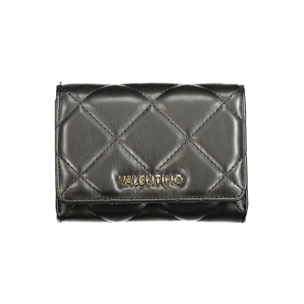 Wallet by Mario Valentino for women in polyurethane black features a streamlined silhouette, showcasing the streamlined Polyurethane Wallet design with sophisticated coin-purse for a premium look.