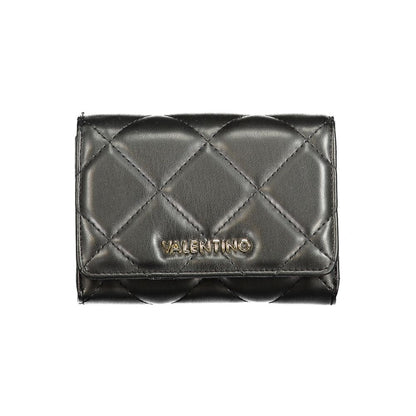 Wallet by Mario Valentino for women in polyurethane black features a streamlined silhouette, showcasing the streamlined Polyurethane Wallet design with sophisticated coin-purse for a premium look.
