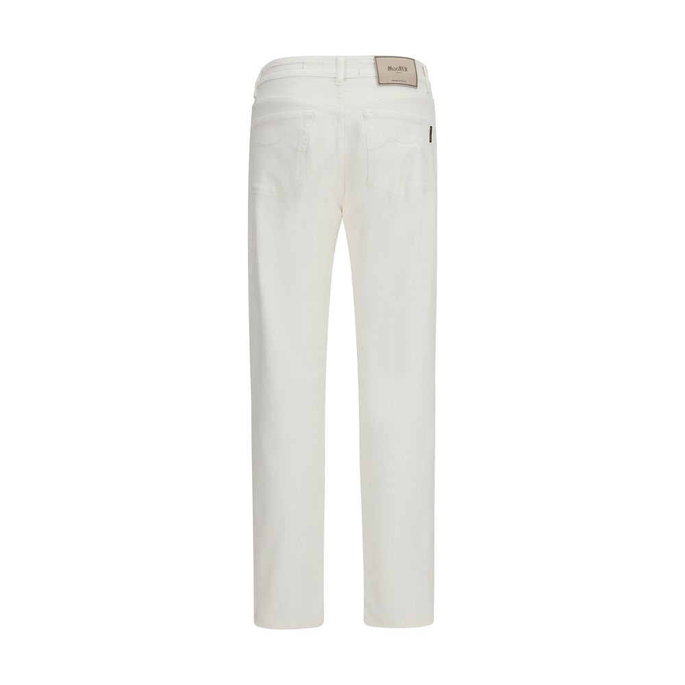 Jeans by MooRER for men in stretch denim cotton white presents a tailored silhouette, showcasing a tailored straight-leg & regular-fit and long cut with a refined for a truly tailored aesthetic.