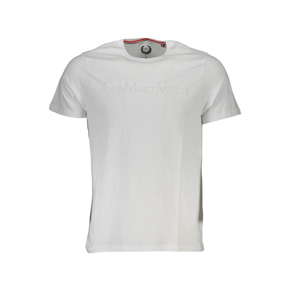 T-Shirt by Gianmarco Venturi for men in cotton white features a plush silhouette, showcasing a sophisticated crew neckline and short-sleeve for a truly plush finish.