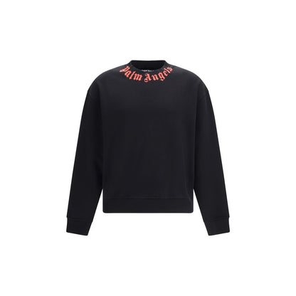Sweatshirt by Palm Angels for men in stretch cotton black & print showcases a slouchy chic silhouette, artfully detailed with a slouchy chic crew neckline and for a slouchy chic finish.