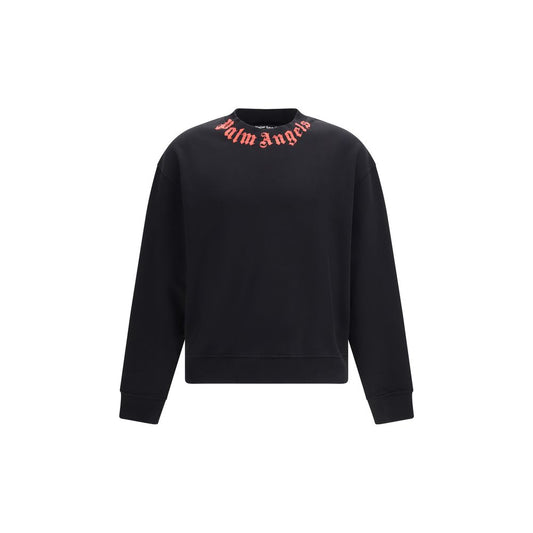 Sweatshirt by Palm Angels for men in stretch cotton black & print showcases a slouchy chic silhouette, artfully detailed with a slouchy chic crew neckline and for a slouchy chic finish.