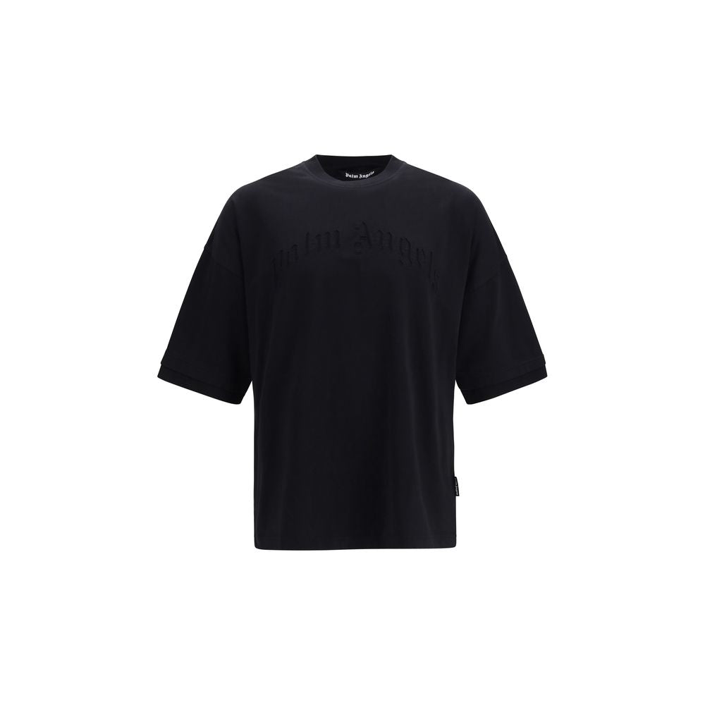 Activewear T-Shirt by Palm Angels for men in cotton black features a sporty silhouette with short-sleeve and crew neckline, showcasing innovative for a sporty finish.