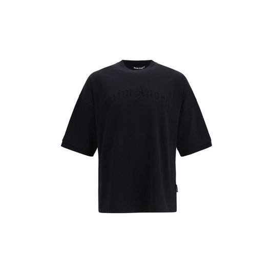 Activewear T-Shirt by Palm Angels for men in cotton black features a sporty silhouette with short-sleeve and crew neckline, showcasing innovative for a sporty finish.