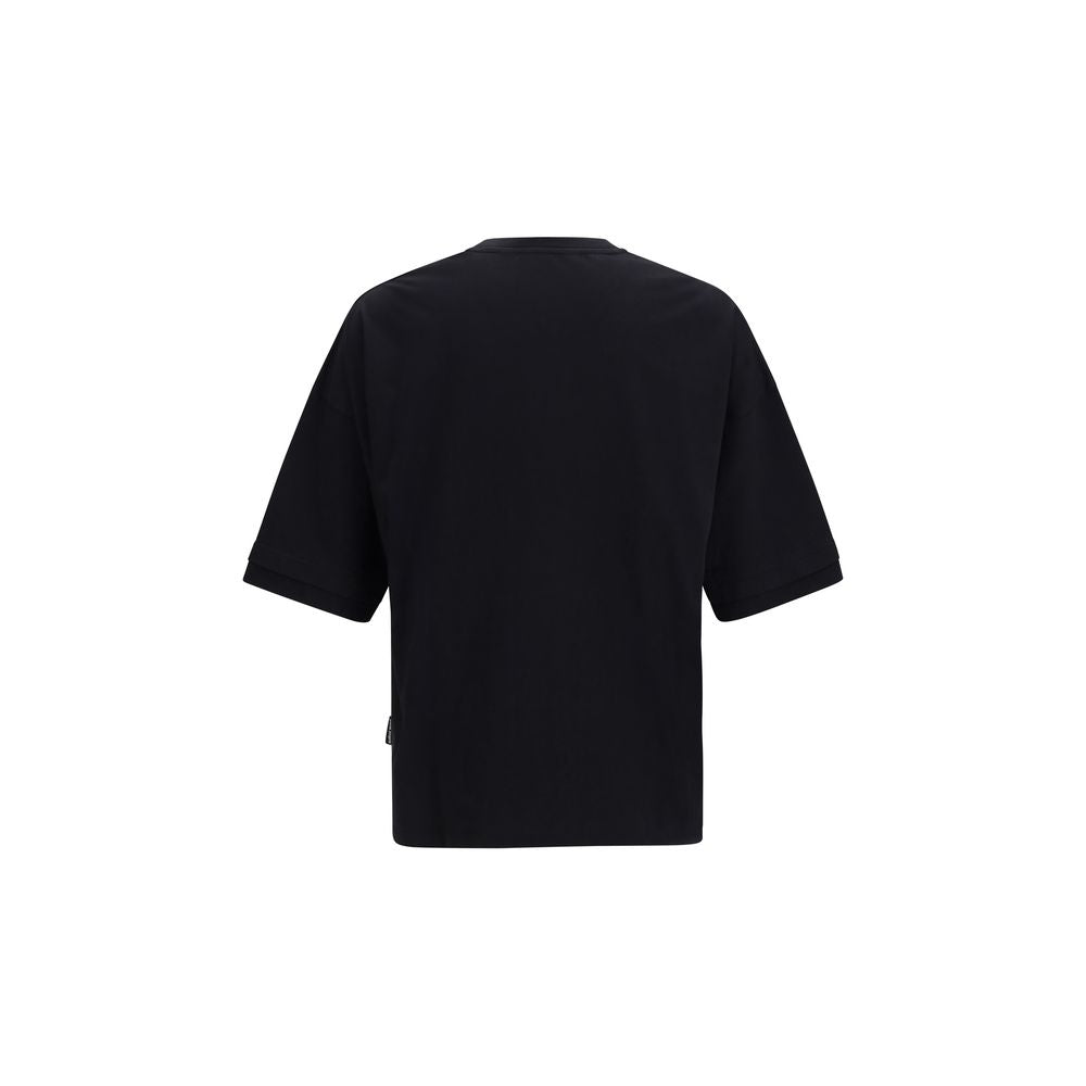Activewear T-Shirt by Palm Angels for men in cotton black features a dynamic silhouette with and crew neckline enhanced by functional .