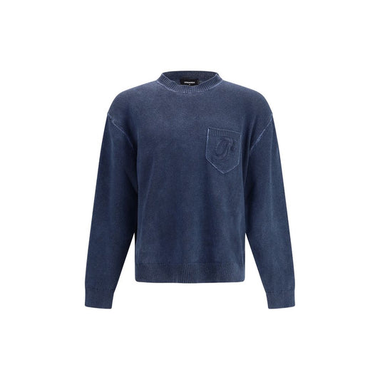 Sweatshirt by Dsquared² for men in cotton polyester blue features a unrivaled silhouette with a refined crew neckline and unrivaled long-sleeve detailing for a sophisticated look.