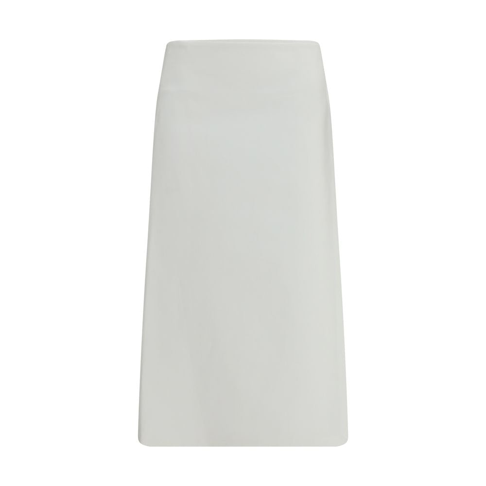 Skirt by RIER for women in cotton white features an relaxed-yet-refined silhouette that elegantly showcases the Women's Wrap Cotton Midi Skirt design and sophisticated midi.