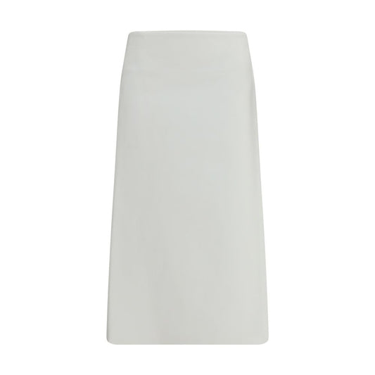 Skirt by RIER for women in cotton white features an relaxed-yet-refined silhouette that elegantly showcases the Women's Wrap Cotton Midi Skirt design and sophisticated midi.