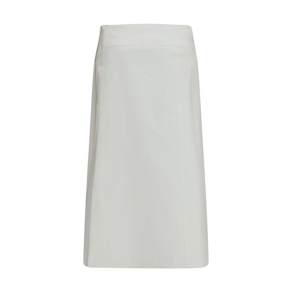 Skirt by RIER for women in cotton white features a sublime silhouette, showcasing the sublime design of the Women's Wrap Cotton Midi Skirt in a sophisticated midi.
