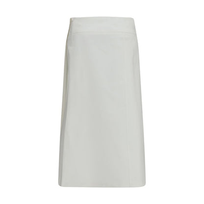 Skirt by RIER for women in cotton white features a sublime silhouette, showcasing the sublime design of the Women's Wrap Cotton Midi Skirt in a sophisticated midi.