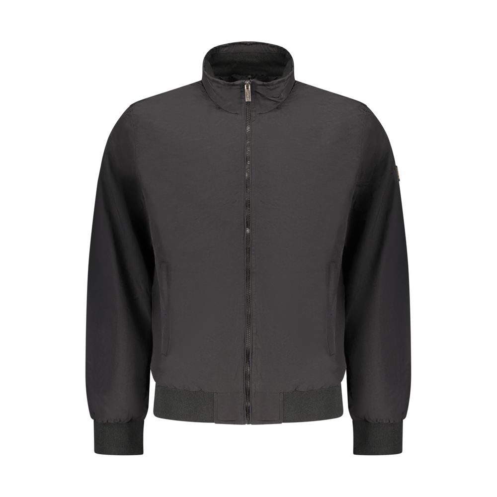 Hooded Bomber Jacket by U.S. Grand Polo for men in cotton polyester black & white features an contemporary silhouette, showcasing a sophisticated hooded neckline and contemporary pockets & hooded for a truly refined look.