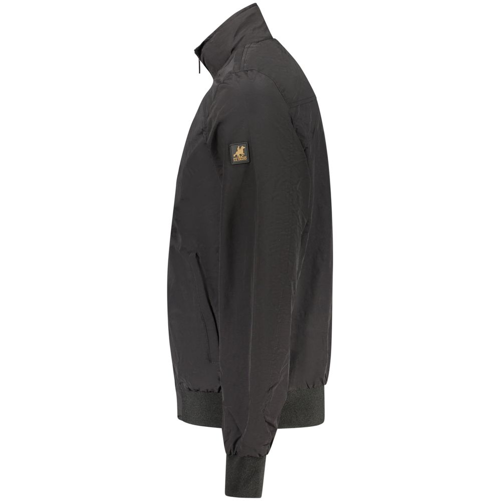 Hooded Bomber Jacket by U.S. Grand Polo for men in cotton polyester black & white features a dramatic silhouette, showcasing a sophisticated and distinctive pockets & hooded for a dramatic aesthetic.