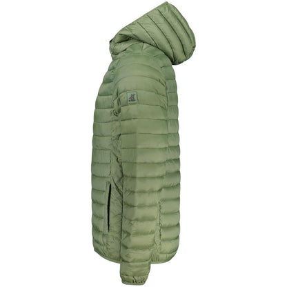 Hooded Windbreaker Jacket by U.S. Grand Polo for men in organic cotton & polyamide polyester blue & green presents a resilient silhouette, artfully detailed with a sophisticated and functional lightweight, pockets, hooded & windproof for a resilient finish.