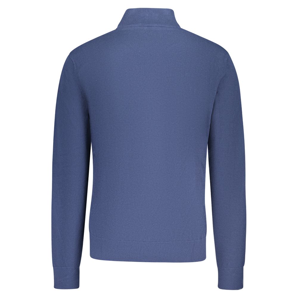 Cardigan by U.S. Grand Polo for men in cotton blue features a dramatic silhouette, showcasing a sophisticated and dramatic detail for a timeless, premium look.