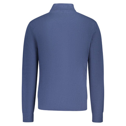 Cardigan by U.S. Grand Polo for men in cotton blue features a dramatic silhouette, showcasing a sophisticated and dramatic detail for a timeless, premium look.