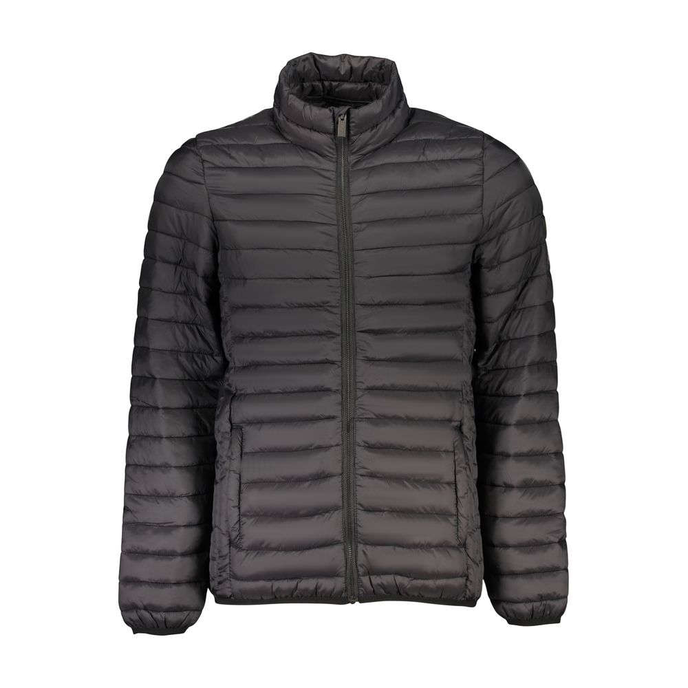 Overcoat by U.S. Grand Polo for men in polyamide & polyester black & signature presents a luxurious silhouette, showcasing a luxurious and sophisticated pockets for a premium, luxurious look.