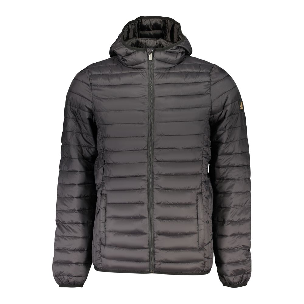 Hooded Windbreaker Jacket by U.S. Grand Polo for men in polyamide & polyester black showcases a modern silhouette, integrating lightweight, pockets, hooded & windproof and a modern hooded neckline for a sophisticated finish.