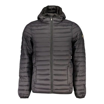 Hooded Windbreaker Jacket by U.S. Grand Polo for men in polyamide & polyester black showcases a modern silhouette, integrating lightweight, pockets, hooded & windproof and a modern hooded neckline for a sophisticated finish.
