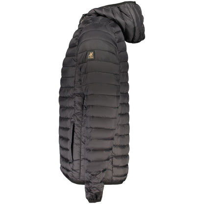 Hooded Windbreaker Jacket by U.S. Grand Polo for men in polyamide & polyester black features an magnificent silhouette, showcasing the sophisticated and functional lightweight, pockets, hooded & windproof for a premium, magnificent look.