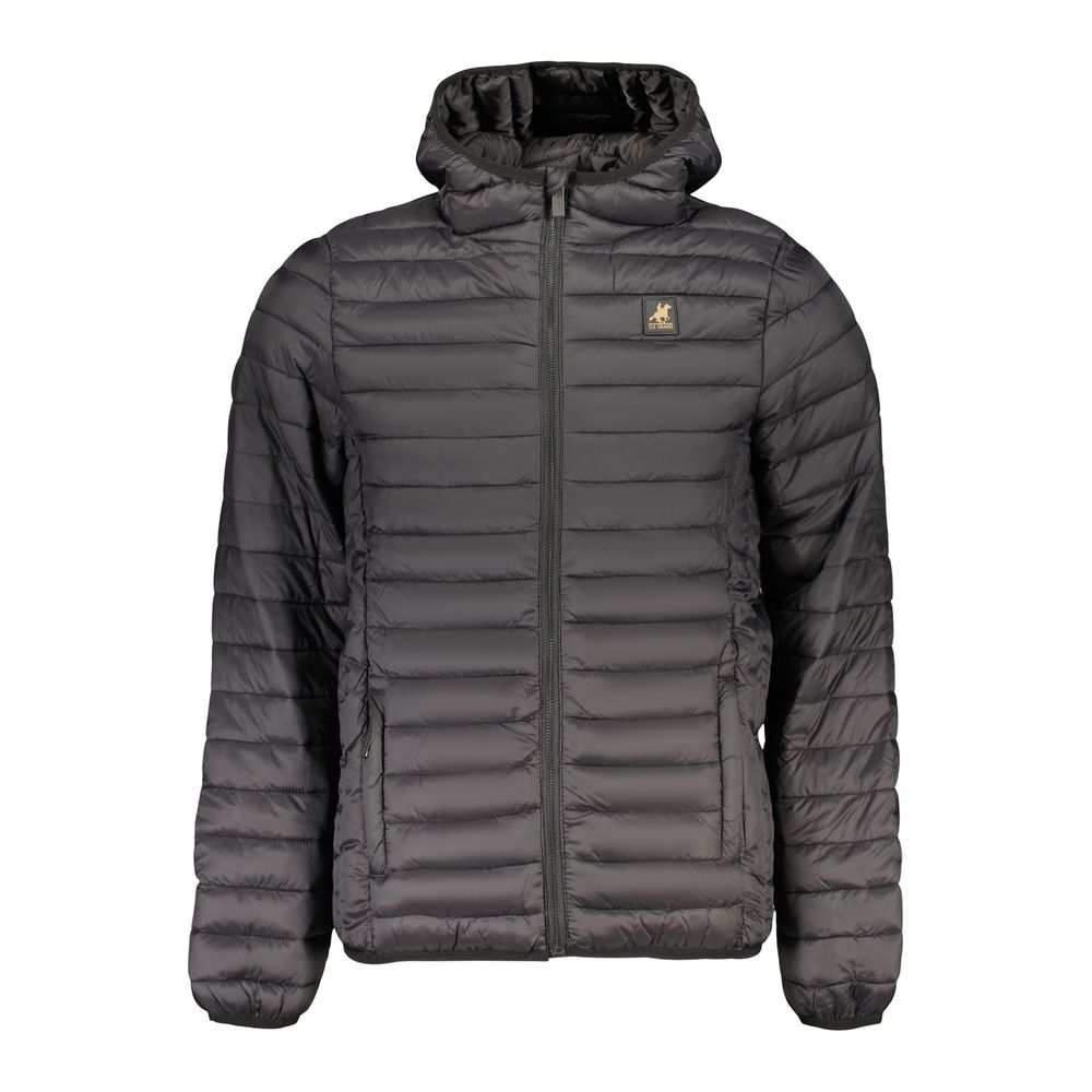 Hooded Windbreaker Jacket by U.S. Grand Polo for men in polyamide & polyester black features an enduring silhouette, showcasing technical pockets, hooded & windproof and a sophisticated hooded neckline for a truly enduring aesthetic.