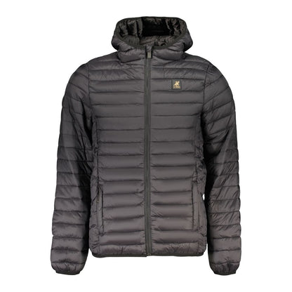 Hooded Windbreaker Jacket by U.S. Grand Polo for men in polyamide & polyester black features an enduring silhouette, showcasing technical pockets, hooded & windproof and a sophisticated hooded neckline for a truly enduring aesthetic.