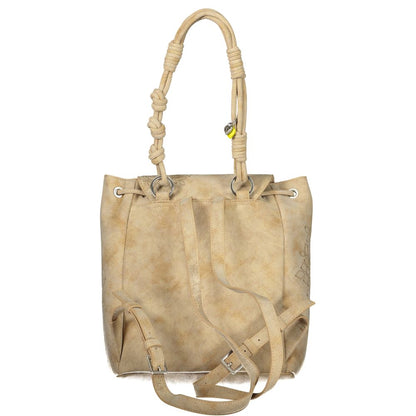 Backpack by Desigual for women in polyurethane beige showcases a stately City Polyurethane Backpack design, featuring a secure with stately and versatile backpack-strap.