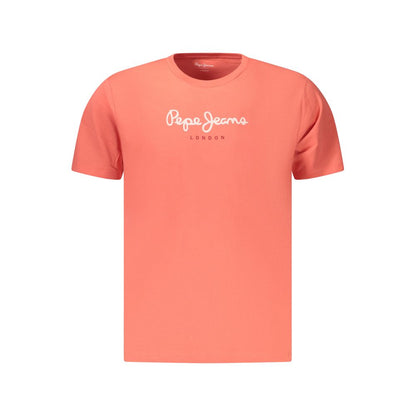 T-Shirt by Pepe Jeans for men in cotton pink showcases a fashionable silhouette, elegantly detailed with a fashionable and for a sophisticated, high-fashion look.