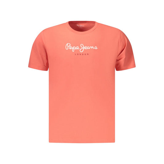 T-Shirt by Pepe Jeans for men in cotton pink showcases a fashionable silhouette, elegantly detailed with a fashionable and for a sophisticated, high-fashion look.