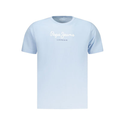 T-Shirt by Pepe Jeans for men in cotton azzurro showcases a unassuming silhouette, artfully detailed with a refined and unassuming for a sophisticated, contemporary look.