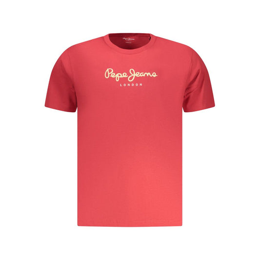 T-Shirt by Pepe Jeans for men in cotton red showcases a chic silhouette, artfully detailed with a chic and for a chic finish.