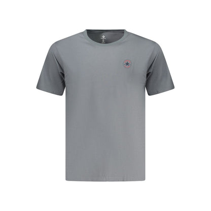 Activewear T-Shirt by Converse for men in cotton gray presents a kinetic silhouette, showcasing the kinetic and alongside functional for a premium, athletic look.