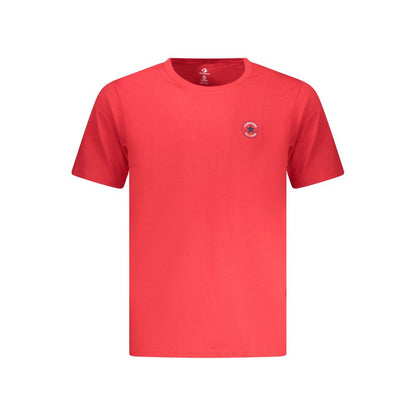 Activewear T-Shirt by Converse for men in cotton red presents a kinetic silhouette, showcasing the kinetic sleeveless and alongside functional for a premium, athletic look.
