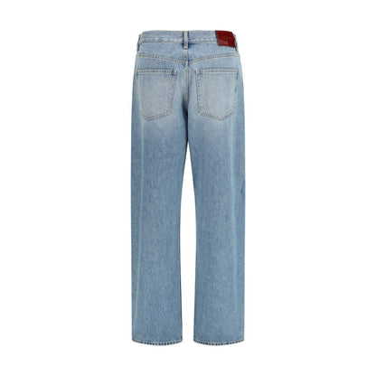 Jeans by Gucci for women in denim cotton light-blue presents a refined pantology silhouette, artfully defined by a refined pantology straight-leg & regular-fit, long, and a sophisticated .