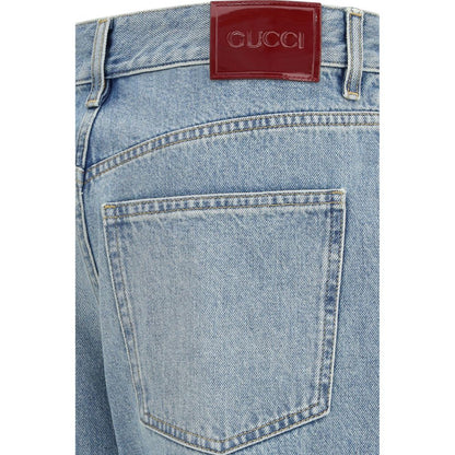 Jeans by Gucci for women in denim cotton light-blue features an refined tailoring silhouette, showcasing a premium straight-leg & regular-fit with a and long cut for a refined tailoring look.