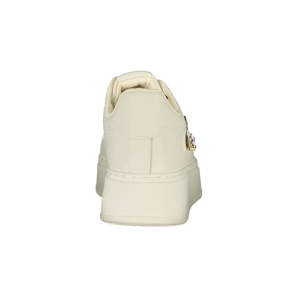 Sneakers by Laura Biagiotti for women in polyester & polyurethane ivory & white features an sumptuous silhouette, showcasing the premium Women's Fashion Polyester & Polyurethane Sneakers in a sumptuous fashion style that offers a sumptuous finish for refined style.