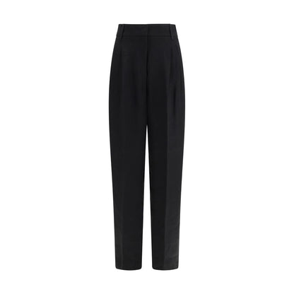 Casual Pants by Max Mara for women in linen black & natural features an refined tailoring silhouette, showcasing a premium regular-fit with a and long cut for a refined tailoring look.