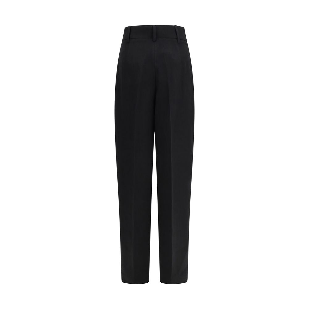 Casual Pants by Max Mara for women in linen black & natural presents a refined pantology silhouette, artfully defined by a refined pantology regular-fit, long, and a sophisticated .