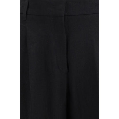 Casual Pants by Max Mara for women in linen black & natural features a polished silhouette with a polished regular-fit, reaching a polished long and finished with a polished .
