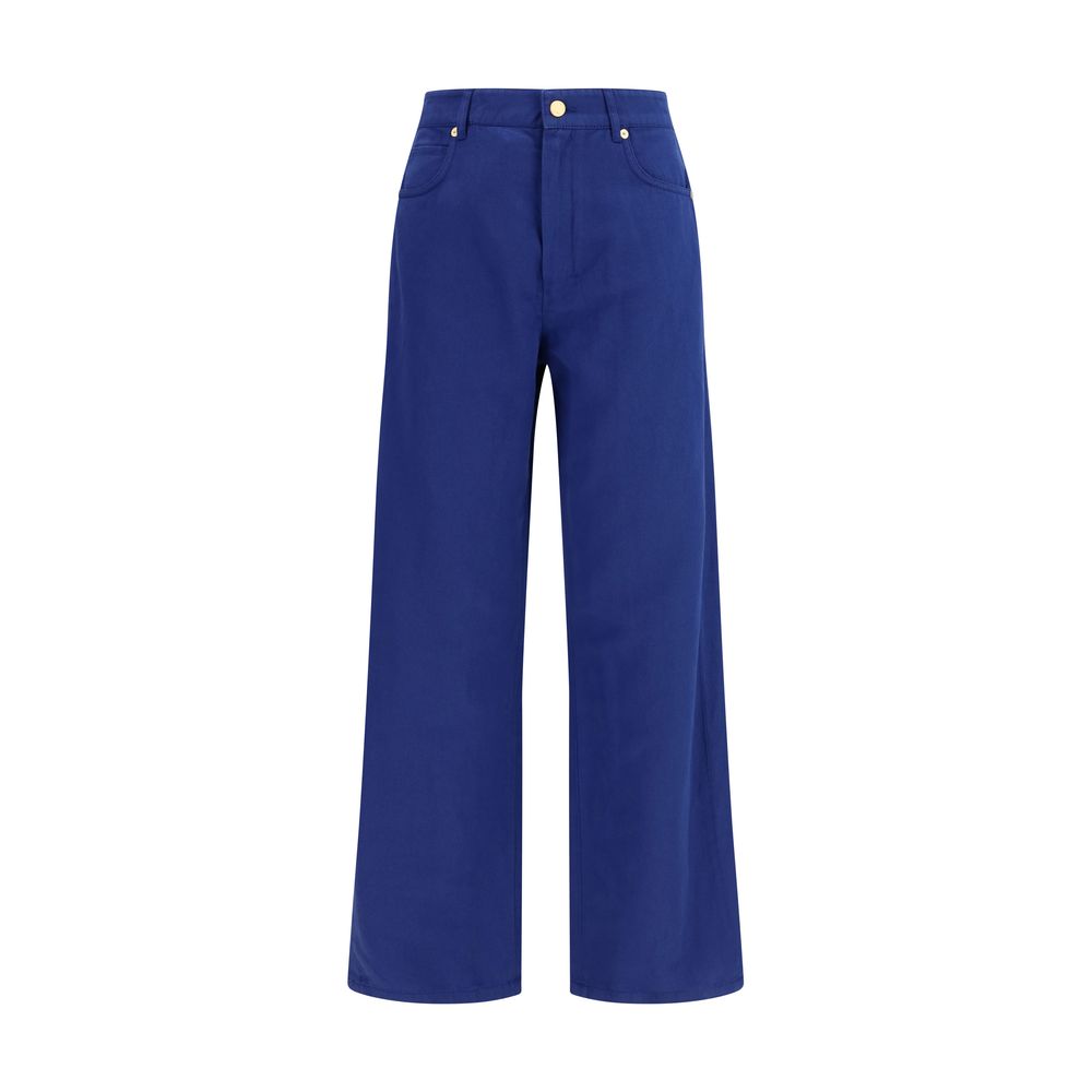 Casual Pants by S Max Mara for women in cotton & linen blue features a refined silhouette with a refined straight-leg & regular-fit, defined by a and a refined long for a refined finish.