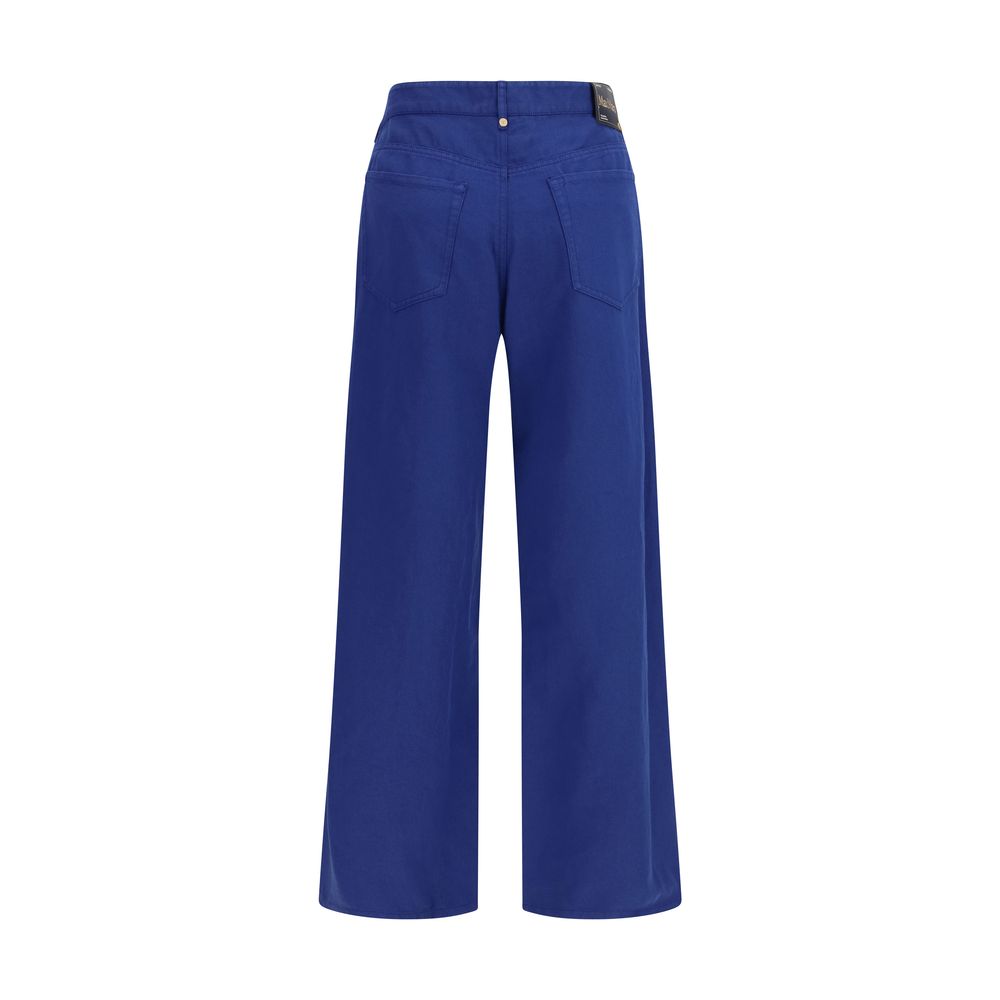 Casual Pants by S Max Mara for women in cotton & linen blue presents a tailored silhouette, showcasing a tailored straight-leg & regular-fit and long cut with a refined for a truly tailored aesthetic.