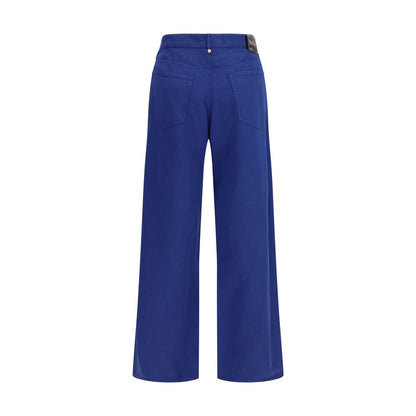 Casual Pants by S Max Mara for women in cotton & linen blue presents a tailored silhouette, showcasing a tailored straight-leg & regular-fit and long cut with a refined for a truly tailored aesthetic.