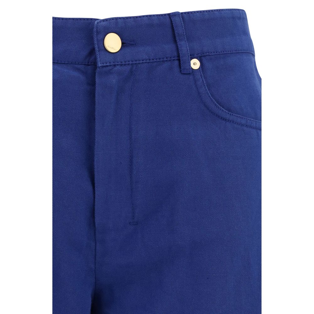 Casual Pants by S Max Mara for women in cotton & linen blue features a polished silhouette with a polished straight-leg & regular-fit, reaching a polished long and finished with a polished .