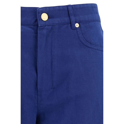 Casual Pants by S Max Mara for women in cotton & linen blue features a polished silhouette with a polished straight-leg & regular-fit, reaching a polished long and finished with a polished .