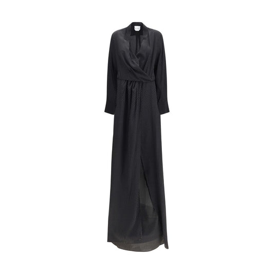 Dress by SA SU PHI for women in silk crepe black & patterned features an cute silhouette, detailed with a and that elegantly flows into a cute maxi long.