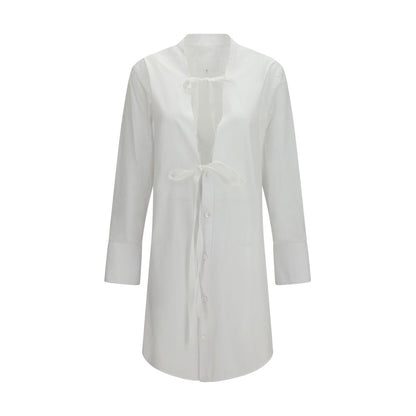 Dress by Maison Margiela for women in cotton white presents a sinuous silhouette, showcasing a sophisticated and long-sleeve detailed with a sinuous short mini for a refined finish.