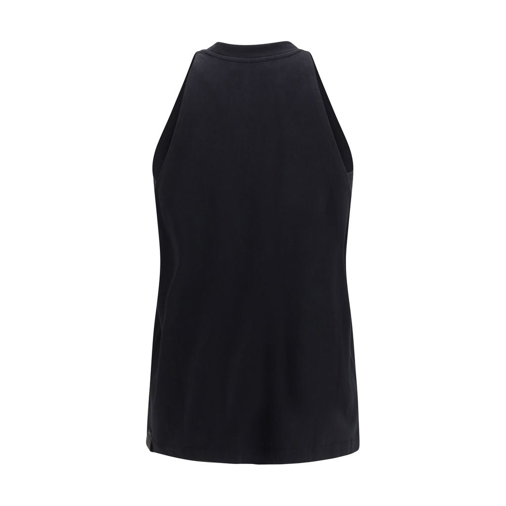 Tank Top by Darkpark for women in stretch cotton black showcases a perennial silhouette, artfully detailed with a design and a perennial round neckline.