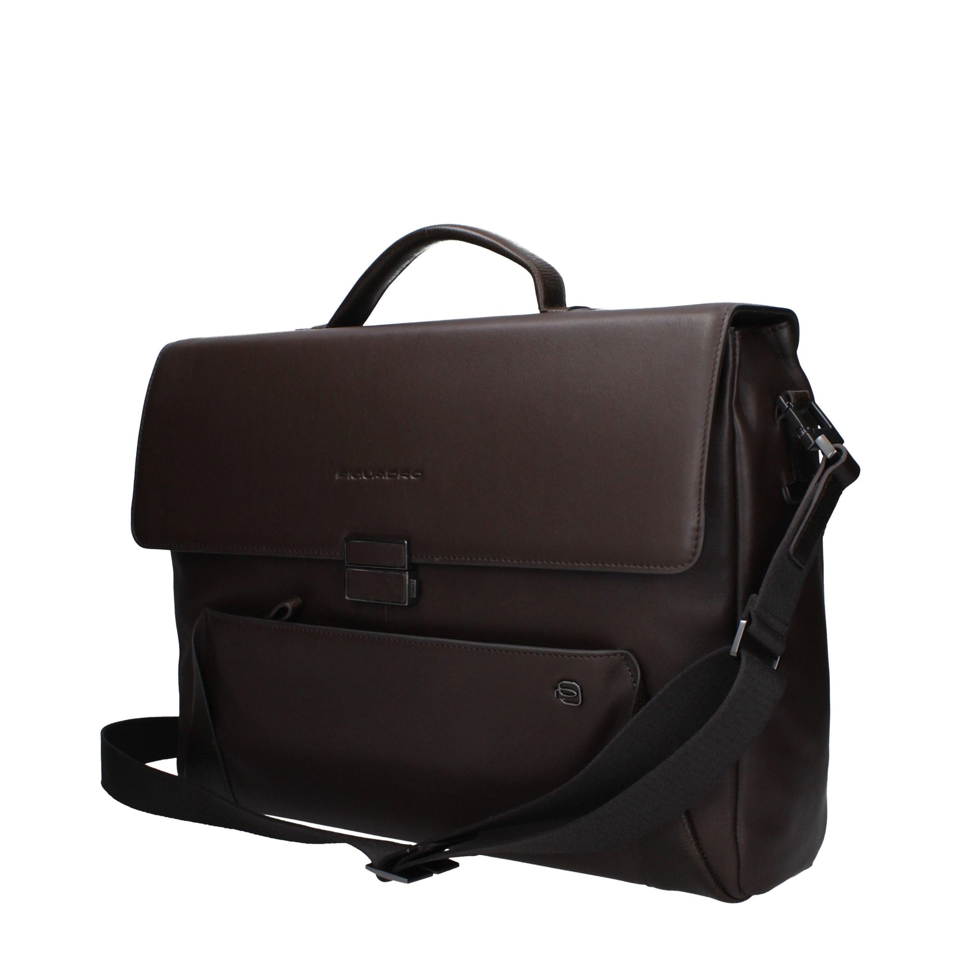 Briefcase by Piquadro for men in leather brown features a utilitarian chic Leather Briefcase design with a secure , utilitarian chic laptop-compartment, and versatile adjustable-strap for a sophisticated look.