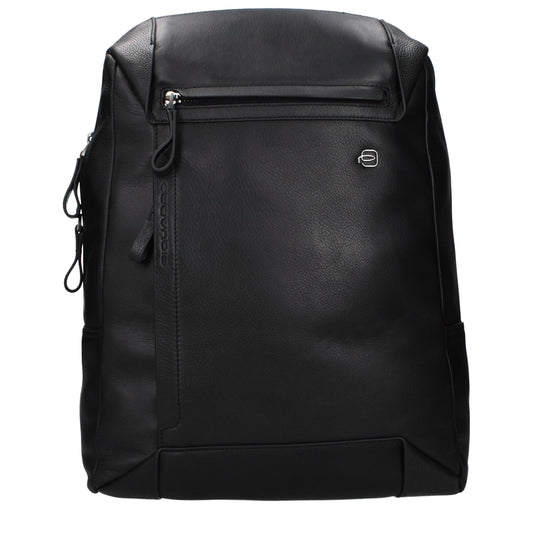 Backpack by Piquadro for men in leather black features a stately Leather Backpack design, showcasing a secure , ample , and versatile backpack-strap & adjustable-strap for a stately finish.