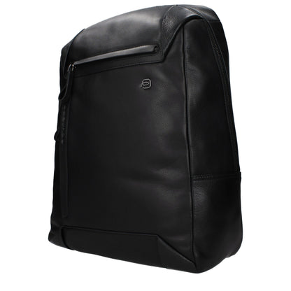 Backpack by Piquadro for men in leather black presents a stately Leather Backpack design, showcasing a secure with ample and versatile backpack-strap & adjustable-strap for a stately finish.