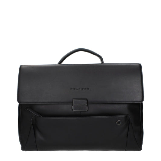 Piquadro Leather Briefcase - Black